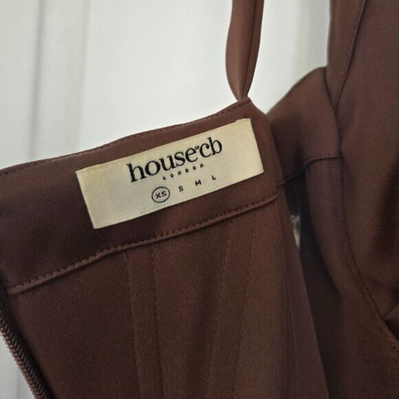 House of CB Faye Chocolate Satin Corset Dress XS b66E - Picture 7 of 14